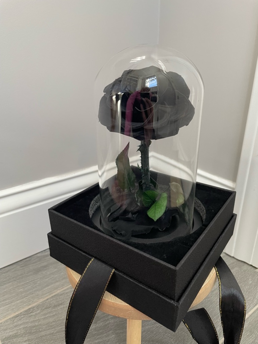 NATROSES Handmade Preserved Black Rose in Glass Dome New in Box - Picture 8 of 12